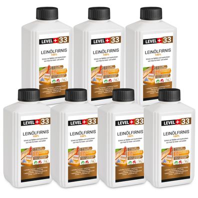 Leinöl Firnis 7x1L Holzschutz Lackfirnis Harzfrei Leinölfirnis Holzpflege L+33