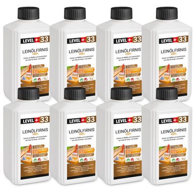 Leinöl Firnis 8x1L Holzschutz Lackfirnis Leinölfirnis Holzpflege Harzfrei L+33