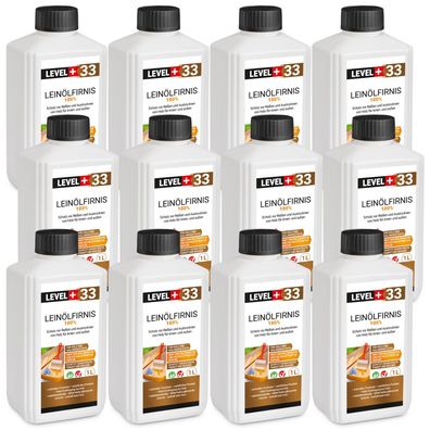 Leinöl Firnis 12x 1L Holzpflege Lackfirnis Holzschutz Leinölfirnis Harzfrei L+33