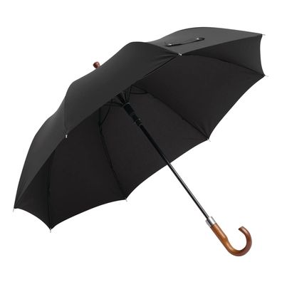 Regenschirm groß Ø116 cm - Automatik Stockschirm mit Holzgriff, Schwarz Unisex