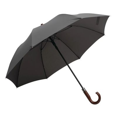 Regenschirm groß Ø116 cm - Automatik Stockschirm mit Holzgriff, Grau, Damen & Herren