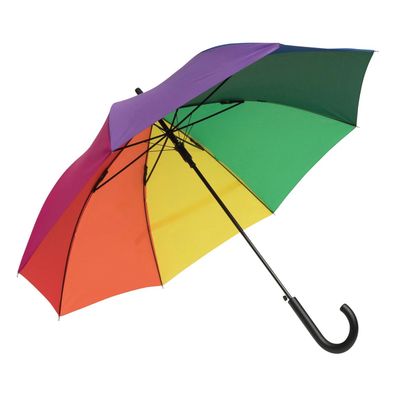 Regenschirm Automatik Ø103 cm - Sturmfester Stockschirm Regenbogen bunt Groß