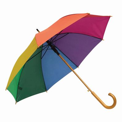 Stockschirm Automatik Ø103 cm - Regenbogen Regenschirm mit Holzgriff & Metallspeichen