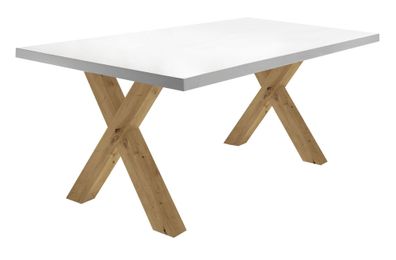 Esszimmertisch Eike 2 140 x 90 x 75 Esstisch Asteiche/Weiß Matt Lack