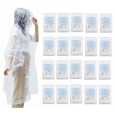 20x Regenponcho Transparent Universal - Durchsichtiger Regencape & Regenmantel Einweg