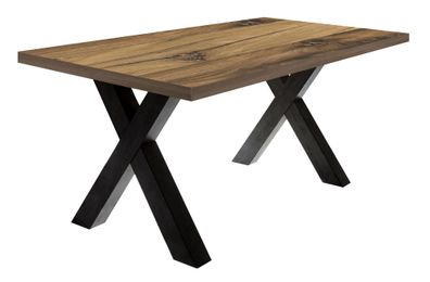 Esszimmertisch Eike 8 140 x 90 x 75 Esstisch Schwarzstahl/Plankeneiche
