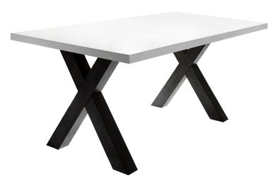 Esszimmertisch Eike 8 140 x 90 x 75 Esstisch Schwarzstahl/Weiß Matt