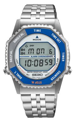 Seiko Herrenuhr Klassik Digital Chronograph SMGG21P1 Edelstahl, Blau
