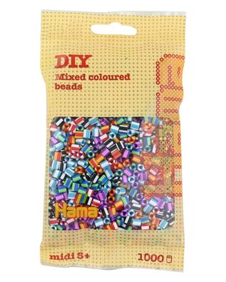 Hama Beutel mit 1000 Midi-Bügelperlen Streifen Mix