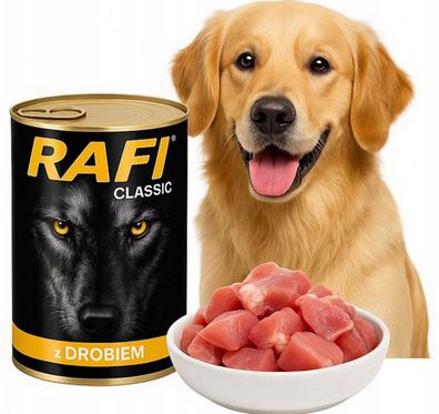 Nassfutter für Hunde RAFI mit Geflügel 1,24 kg - Dolina Noteci Großdose, frisch