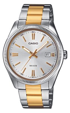Casio Damenuhr Gold plattiert MTP-1302PSG-7AVEF Weiß, Quarz