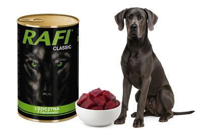 Nassfutter für Hunde Rafi Classic mit Wild und Karotte 1240 g Dose