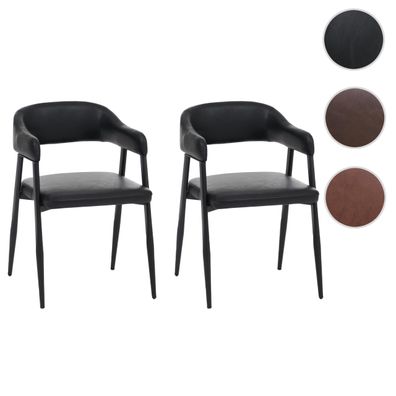 2er-Set Esszimmerstuhl HWC-P29, Küchenstuhl, Industrial Retro Vintage Kunstleder