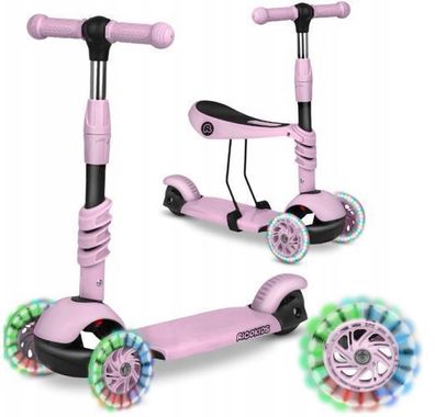 Kinderroller Dreirad Balancier 3in1 LED RÄDER ROSA