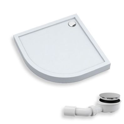 Duschwanne Viertelkreis Acryl Competia NEW 100x100x2.5x12 Weiß | Ablauf & Füße im SET