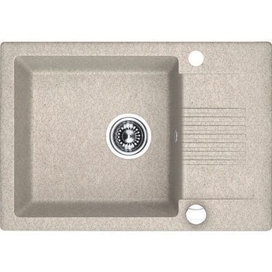 Granitspüle Einzelbecken CELIA 44x65 Beige mit kurzer Abtropffläche | Siphon im SET!