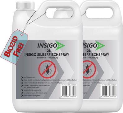 INSIGO 2x2L Anti Silberfischspray Mittel Schutz Abwehr Papierfischchen Ofenfische