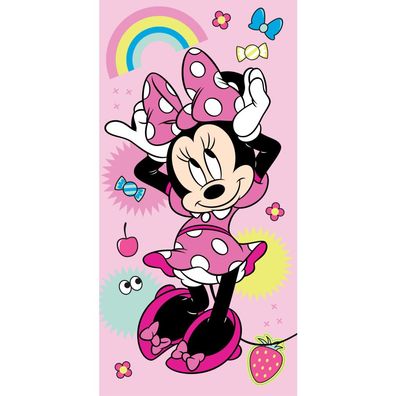 Disney Minnie Rainbow Badehandtuch, Strandtuch 70x140cm