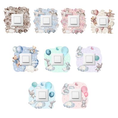 Lichtschalter-sticker Teddybären Ballonen Kaninchen 20x20 Sticker für Kinderzimmer