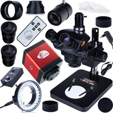 Rosfix Set Trinokularmikroskop 7–45x mit FullHD-Kamera | LED 56 | C-Mount