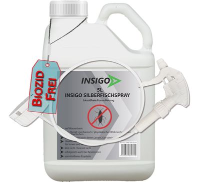 INSIGO 5L + Trigger Silberfischspray Mittel Schutz Abwehr Papierfischchen Ofenfische
