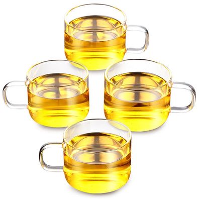 4xTeegläser mit Griff Kungfu Tee Espresso Borosilikatglas Gläserset -120ml
