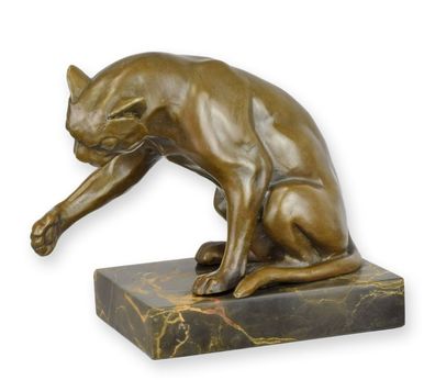 Bronzeskulptur Katze nach Bourcart Replikat Retro Design Dekoration