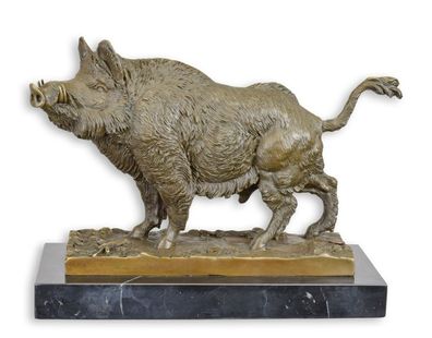Bronzeskulptur Wildschwein nach Haehnel Replikat Retro Design Dekoration