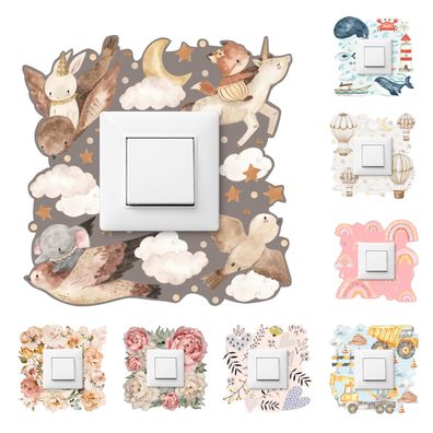 Lichtschalter-Sticker Blumen Tiere Regenbogen 20x20 Sticker für Kinderzimmer