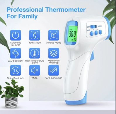 Fieberthermometer Infrarot Kontaktlos für Stirn Körper Oberflächen