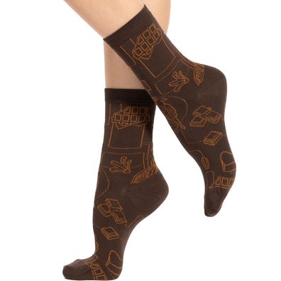 Gatta&Wedel Socken mit Muster 04 Schokolade Damen dunkelbraun Größen 36-38 und 39-41