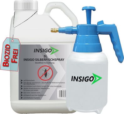 INSIGO 5L + 2L Sprüher Silberfischspray Mittel Schutz Abwehr Papierfische Ofenfische
