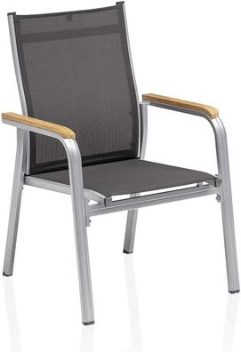 Granada Stapelsessel mit Armlehne aus Teak silber / /nthrazit, zerlegt