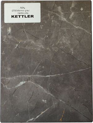 HPL Tischplatte 160cm x 95cm x 1,3cm, Marmor grau, Wing Profil