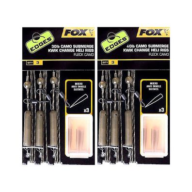 Fox Submerge Camo Heli Rigs Kwik Change 75cm Karpfenmontage 3 Stück