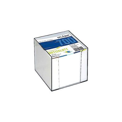 Milan Zettelbox 700 Blatt transparent Schreibtisch Notizzettel Büro Schule