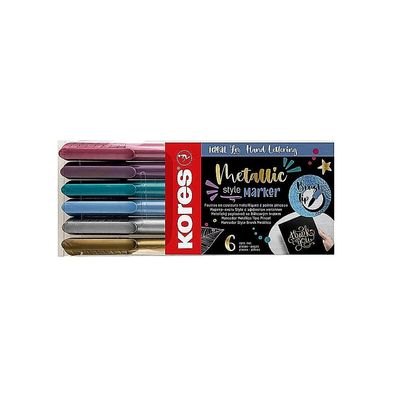 Kores Metallic-Style Marker 6er Pinselspitze metallic Tinte wasserbasiert