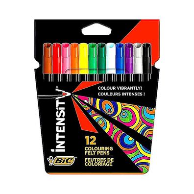 BIC Intensity Filzstifte 12 Farben, auswaschbar, stabile Spitze