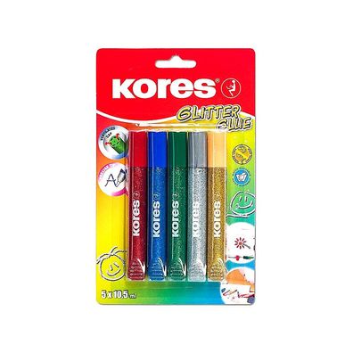 Kores Glitzerkleberstifte Kinder 5 Farben 10.5ml ungiftig Kunst Handwerk