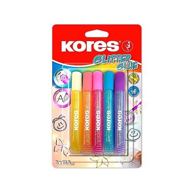 Kores Pastell Glitzerkleberstifte 5 Farben 10.5ml ungiftig für Kinder