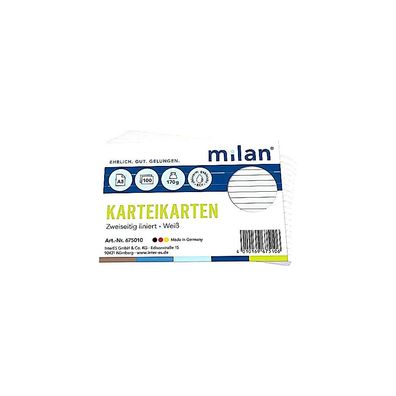 Milan Karteikarten A5 liniert weiß 100 Blatt Karteikarten Lernen Schule Uni