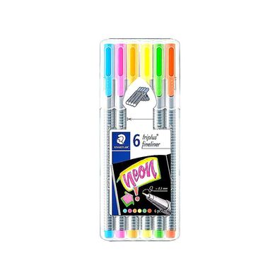 Staedtler Fineliner Triplus Neon 6er Set leuchtende Farben feine Spitze