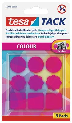 Tesa Tack Klebepunkte 9 Stück wieder ablösbare Klebepads Pink