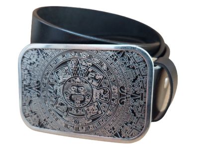 Ledergürtel Wechselgürtel Gürtel mit Azteken Kalender Gürtelschnalle Buckle