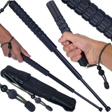 Rosfix Teleskopschlagstock 555 mm – Gummigriff, Etui | Schwarz Chrom