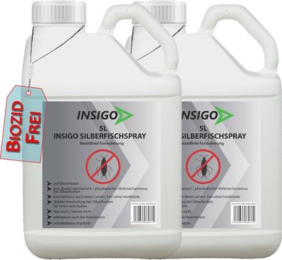 INSIGO 2x5L Anti Silberfischspray Mittel Schutz Abwehr Papierfischchen Ofenfische