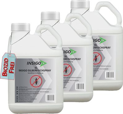INSIGO 3x5L Anti Silberfischspray Mittel Schutz Abwehr Papierfischchen Ofenfische