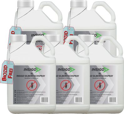 INSIGO 5x5L Anti Silberfischspray Mittel Schutz Abwehr Papierfischchen Ofenfische