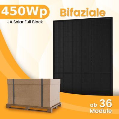 36 Stück/ 1 Palette - JA SOLAR 450Wp Bifazial Glas/Glsa PV Solarmodul Solaranlage