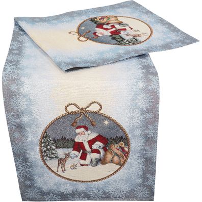 Tischläufer Weihnachten Gobelin Tischdecke Tischwäsche 35 x 100 Weihnachtsmann